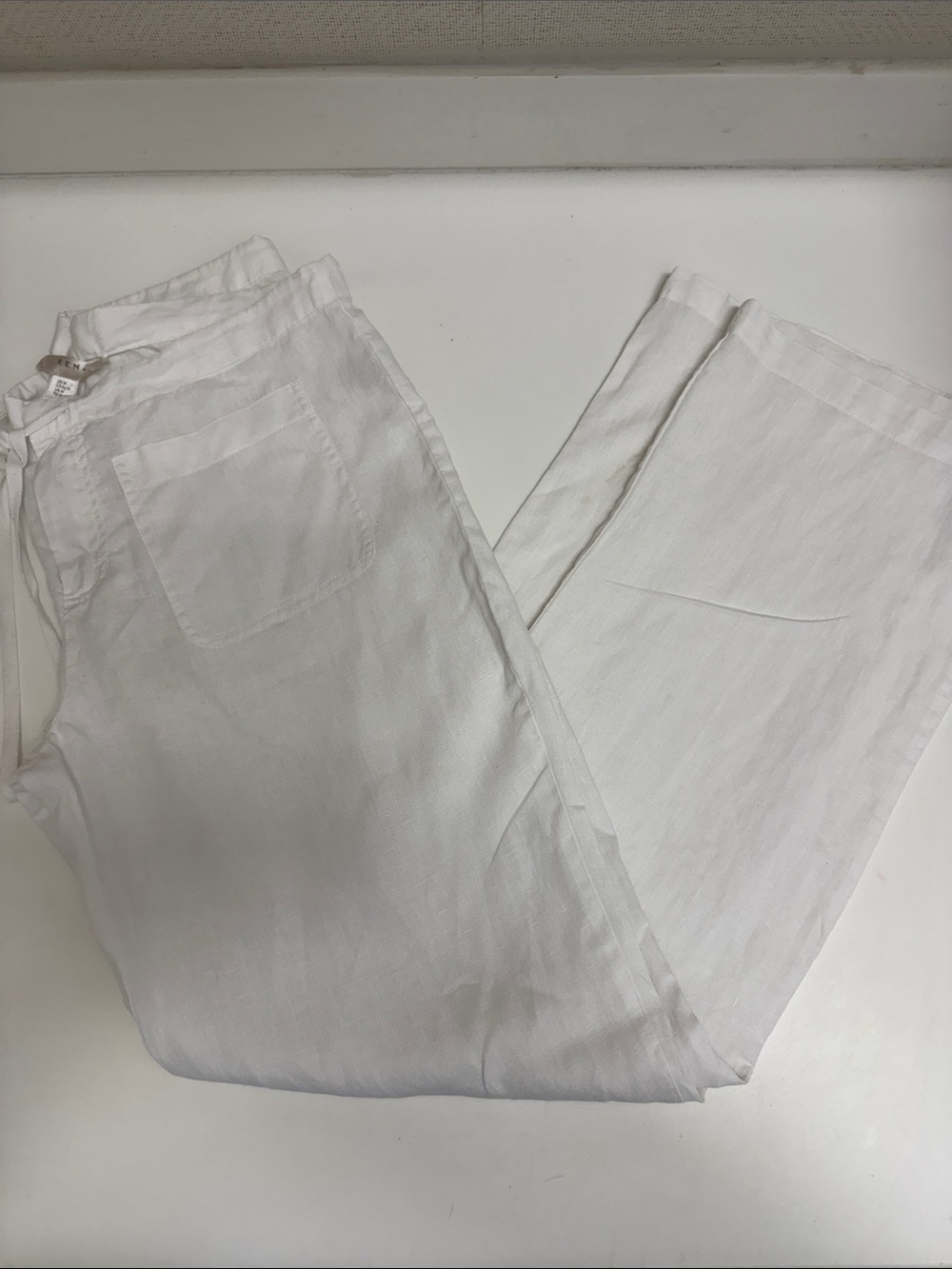 100% White Linen Wide-Leg Pants